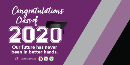 OCDSB's tweet photo. From inspirational messages to music videos, #OCDSB schools have found creative ways to celebrate the Class of 2020 this spring. Take a look at our #CappingOff2020 playlist! https://t.co/YxxIoKZVWC https://t.co/bPx5Lc9rzM
