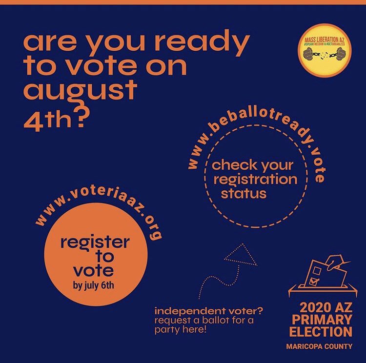 UnderModern's tweet image. Are you registered to vote?     Register: servicearizona.com/VoterRegistrat…
Check your status: recorder.maricopa.gov/beballotready/