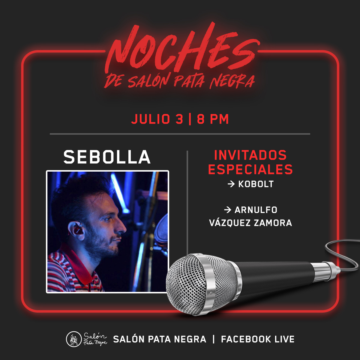 #NochesDeSalónPataNegra con
#SebastianParadisi , creador de la idea original de Klub, con un fino trabajo destacado como “Los Au­ténticos Reggaementes”, un colectivo de músicos como Los Cafres, Vicentico, entre otros, presentando versiones en re­ggae de sus originales en rock.