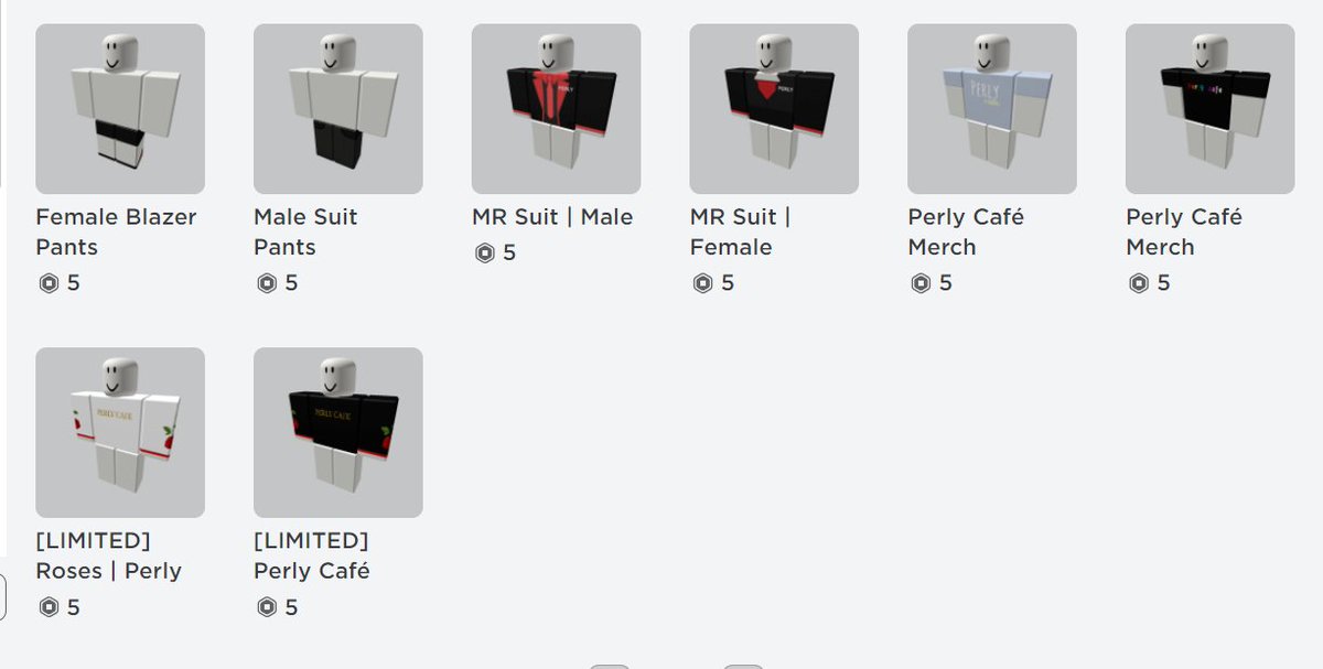 PerlyCafeROBLOX's tweet photo. 👔CLOTHES

👕Want to look superior? Consider checking out our brand new clothing release! Our prices are 5 robux.

All contributions will go to promote growth of the café! https://t.co/ZwW8cpVQjF