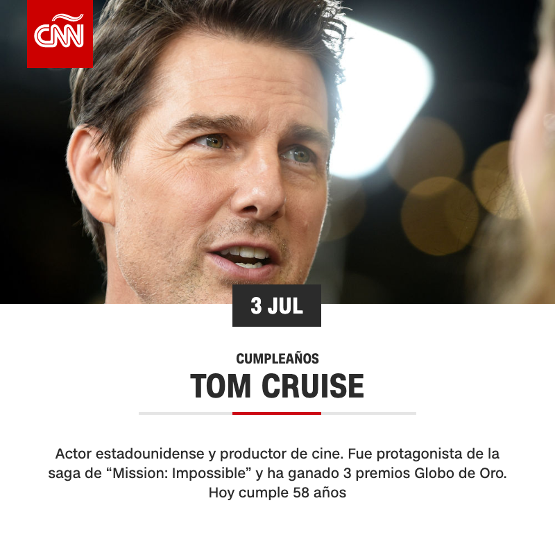 CNNEE's tweet photo. Hoy cumple 58 años Tom Cruise, protagonista de la saga de “Mission: Imposible” https://t.co/yD2bkmv7RV