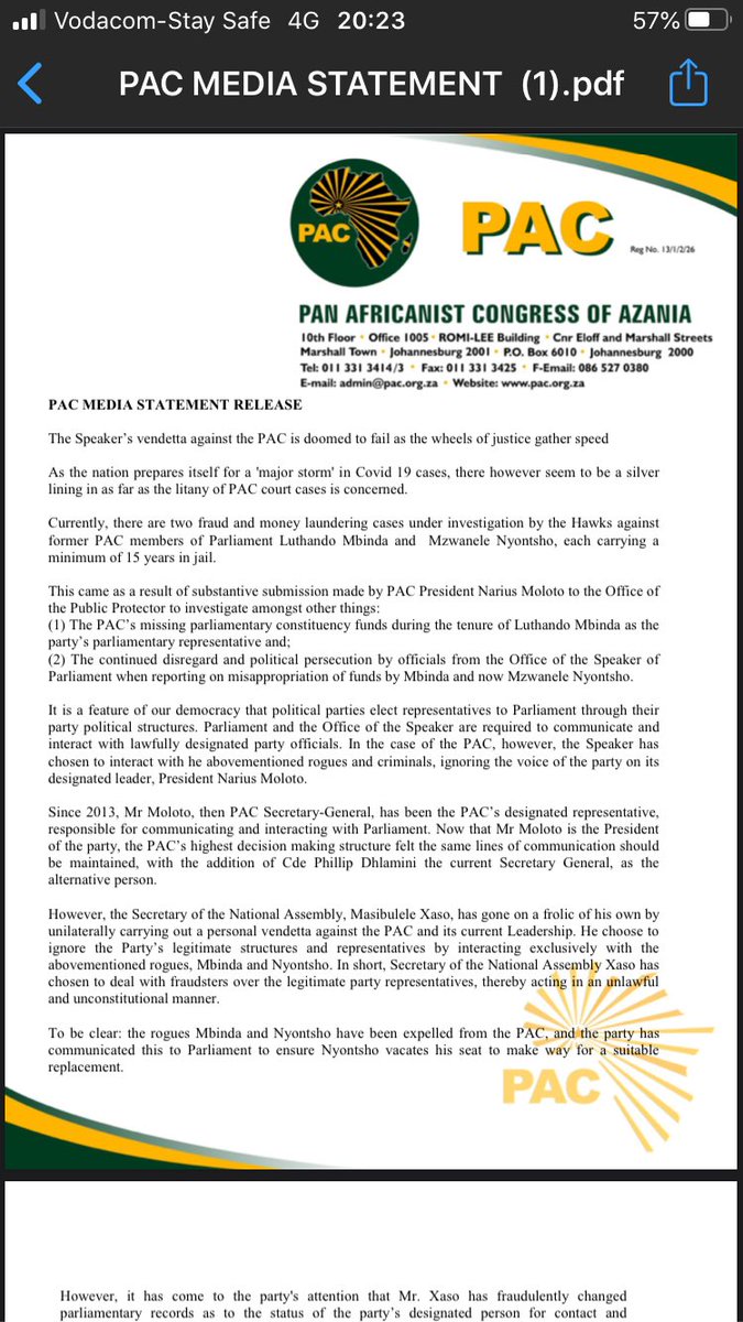 DigashuJustis's tweet photo. Official PAC of azania media statement for immediate release @k_narius @pac_youth @PACofAzaniaa @IOL @malungelob @TheCitizen_News @SowetanLIVE @dailysunsa @dailymaverick @SundayWorldZA @SundayTimesZA @ewnreporter @eNCA @SABCNews https://t.co/sBXgI64PTE