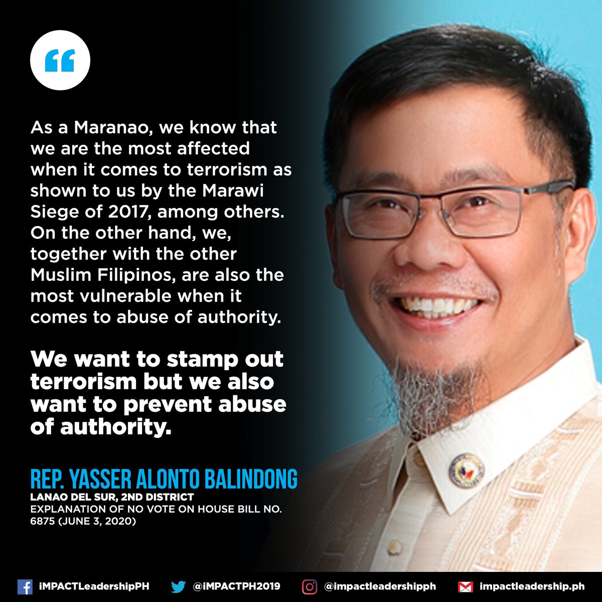 READ: Lanao Del Sur Rep. Yasser Alonto Balindong (Majority), Bayan Muna Rep.  @EufemiaCullamat (Minority), and Basilan Rep.  @HatamanMujiv (Majority) explanation of no vote on the Anti-Terrorism Bill. #JunkTerrorLaw