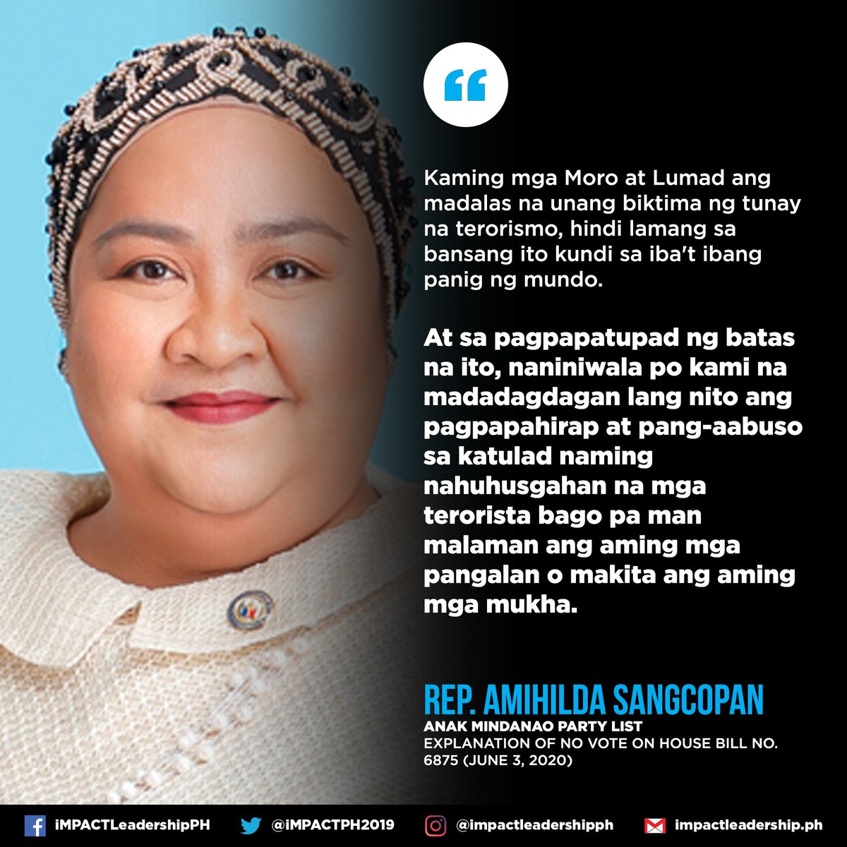 READ: Cagayan De Oro City  @RepRufus Rodriguez (Majority), Anak Mindanao Rep. Amihilda Sangcopan (Majority), and Bayan Muna Rep.  @kaloi_zarate (Minority) explanation of no vote on the Anti-Terrorism Bill. #JunkTerrorLaw