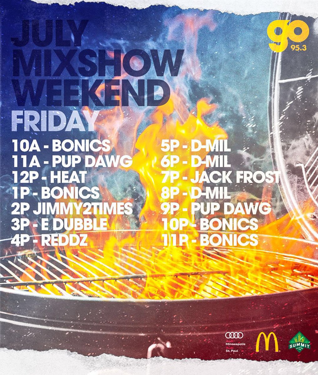 RealDjIntenZ's tweet photo. 4TH OF JULY MIXSHOW WEEKEND GOING DOWN RIGHT NOW ON YOUR FAVORITE LIVE AND LOCAL RADIO STATION @Go953mn !!!!!!!
JOIN ME FOR YOUR LATE NIGHT/EARLY MORNING PARTY!!!
SEE YOU AT 2AM
#DJINTENZ
#GO953
#LIVEANDLOCAL
#4THOFJULYWEEKEND https://t.co/XCdWUXzeqK