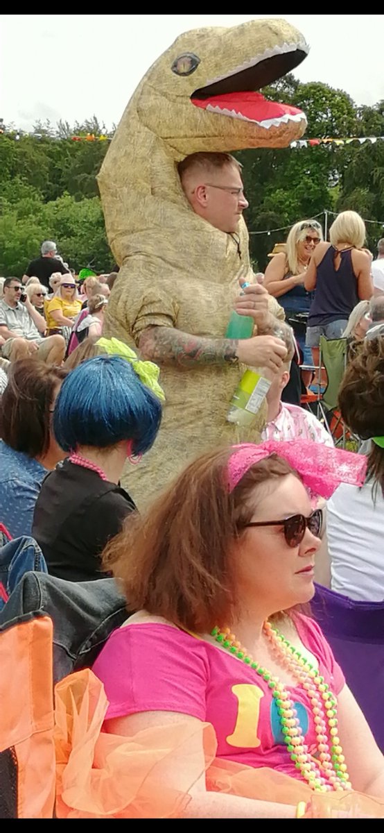 SaltFiona's tweet photo. Brilliant #lockdownfest2 tonight so far. Some pics of Let's Rock Scotland last Yr. No idea who dinosaur, honey monster or old guy are but they were living their best life that day. https://t.co/Vfa8e3OSXf