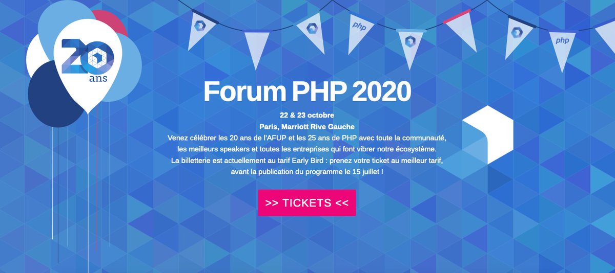 Il est beau, il est chaud, et surtout, il est enfin 100% dédié au #ForumPHP 2020 : découvrez le site du Forum PHP et son ambiance d’anniversaire ! 
▶️ Toutes les infos et billetterie au tarif Early Bird : event.afup.org 
🎂 22-23 octobre, Paris, Marriott Rive Gauche