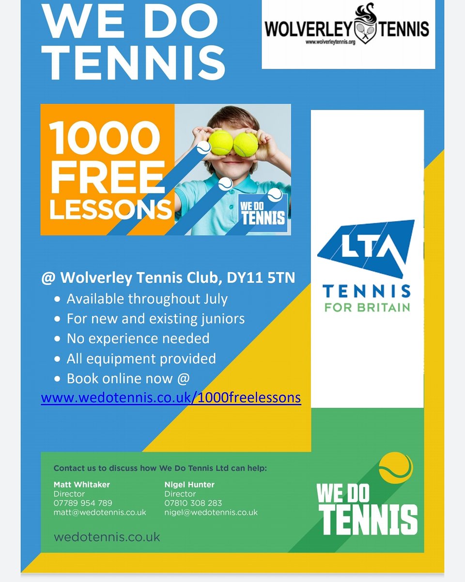 ClubWolverley's tweet image. Who wouldn't want free tennis lessons?? 😍😍😍🥳👏🎾🎾🎾🎾