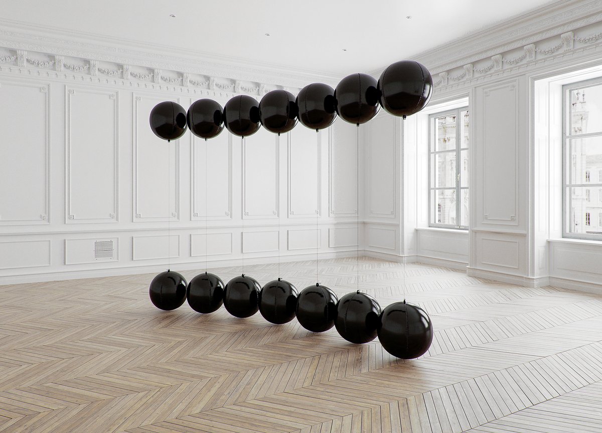 ⚫️ Black Balloons ⚫️ (rubber, plastic, metal, carbon dioxide, helium) #installation by Lithuanian artist © Tadao Cern