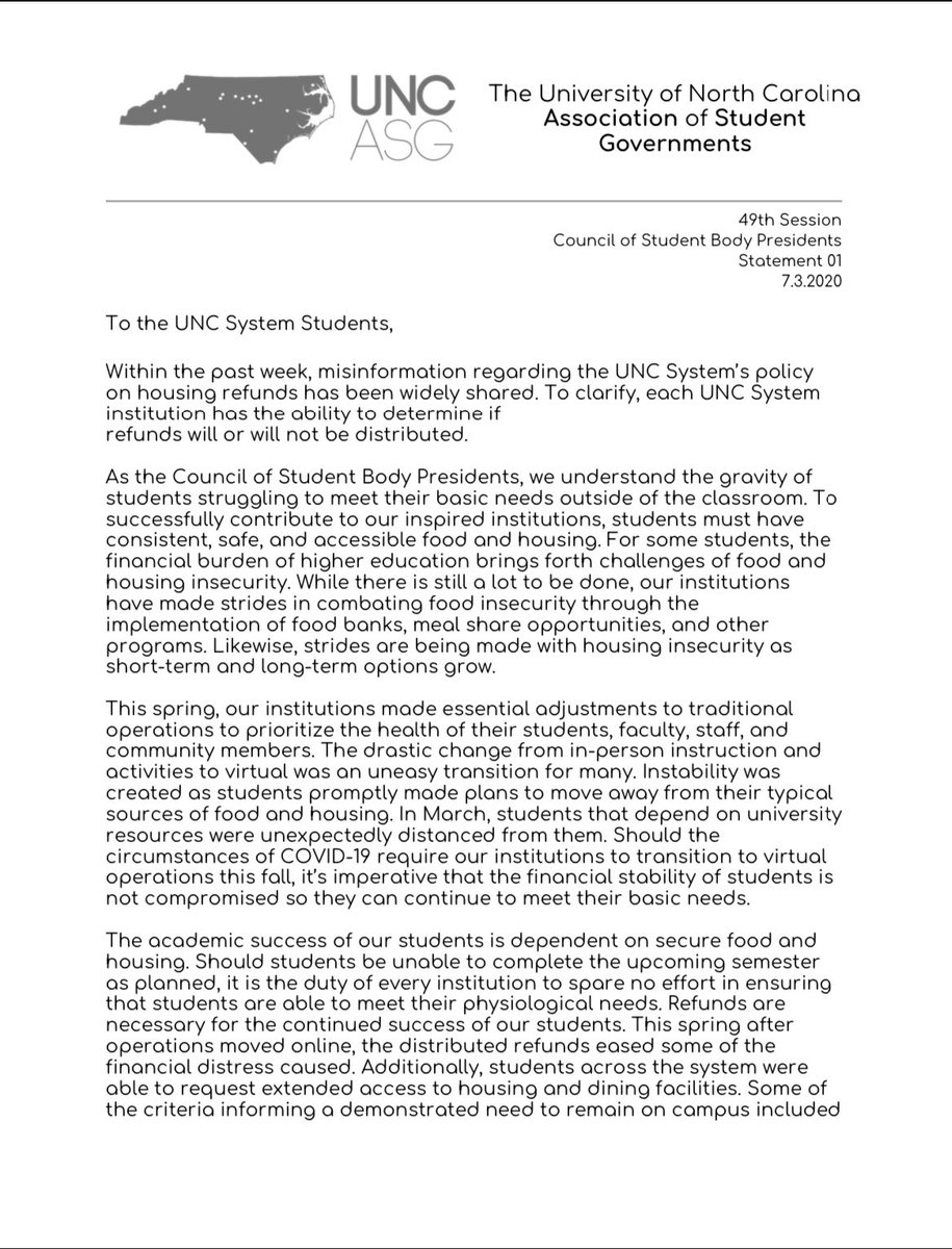 UNCASG's tweet photo. A recent statement from your Council of Student Body Presidents on current events.

If you see your president, tag them in the comments!!! https://t.co/Fj5kGHEisv
