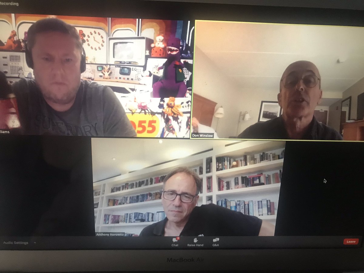 mearns_tracy's tweet photo. What a panel!!!!! @donwinslow is just amazing love him, been looking forward to this one all day in conversation with fabulous @AnthonyHorowitz and my mucker @PhilWilliams https://t.co/SGAJUeIx8R