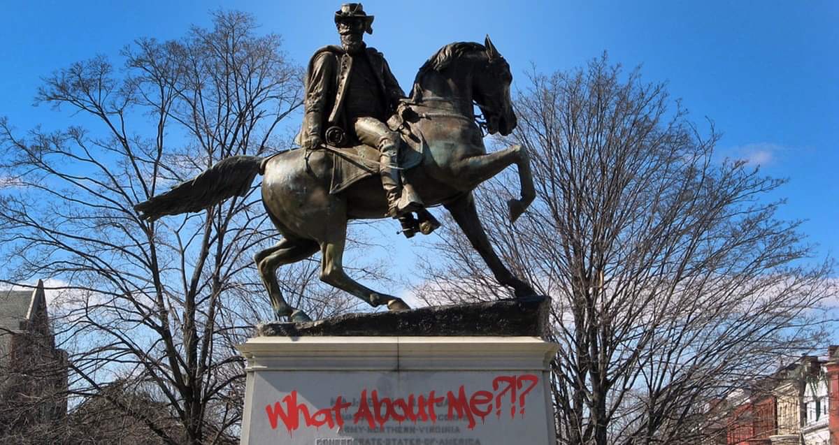The last of the Confederate statues on Monument Avenue is that of cavalry leader James Ewell Brown "J.E.B." Stuart. He's in full gallop on one of his cavalry ponies; he was riding one when he was shot at Yellow Tavern, north of Richmond, in 1862.