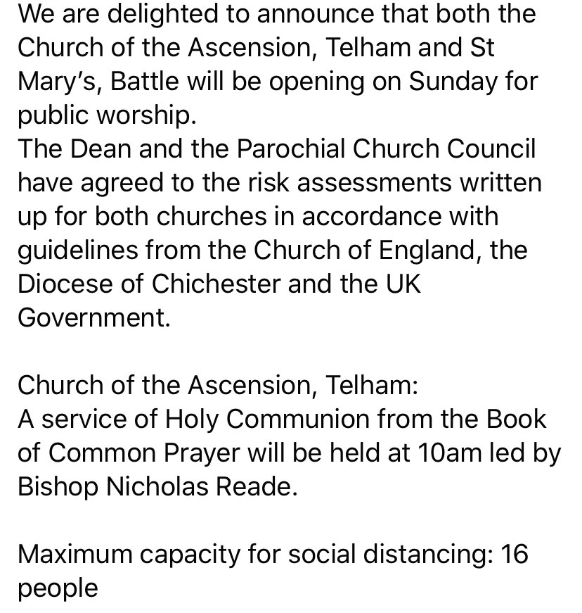 stmarysbattle's tweet photo. SUNDAY SERVICES 5 July 2020
@ChichesterDio @churchofengland #stmarysbattle #churchopening #battle #goodnews #opendoors https://t.co/KZlflvbADG