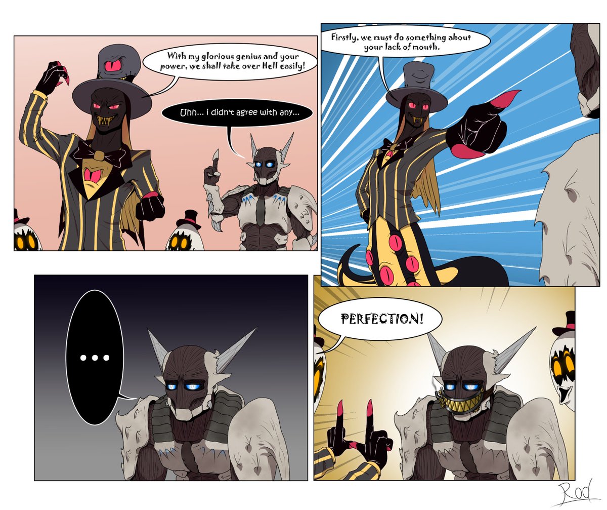 RodBMReis1's tweet photo. As you guys loved my Sir Pentious drawing soo much i decided to make a digital one, featuring my demonsona Rodericus and hin "discussing" their new partnership! XD
Hope you enjoy it! ^^
#sirpentious #HazbinHotelFanart #demonsona #Rodericus #comic #eggbois https://t.co/Qq1nwkCdge