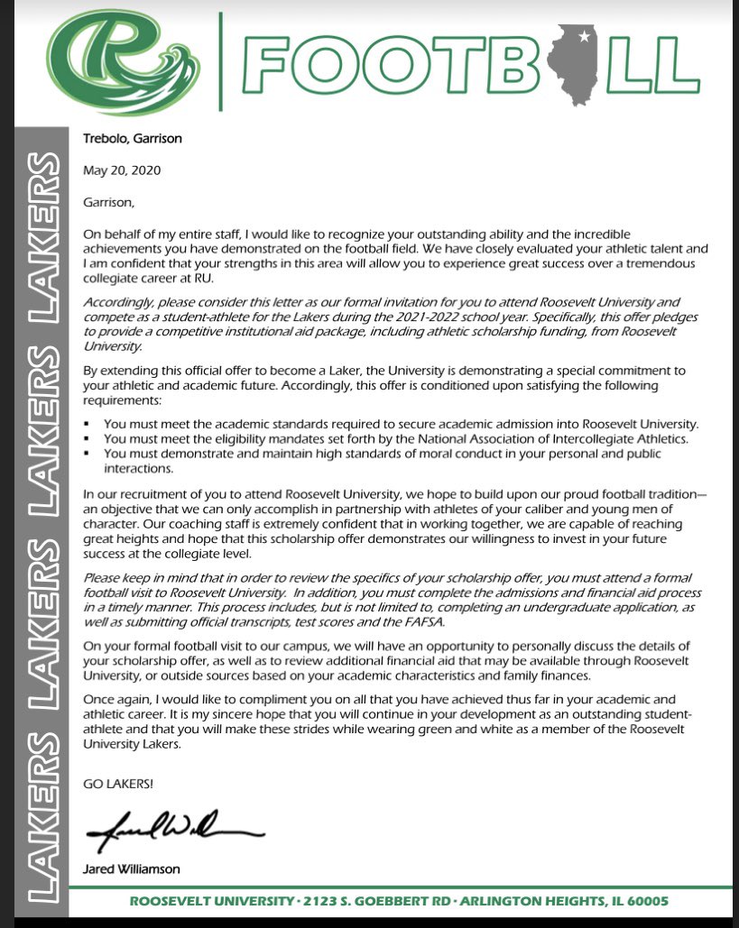 I am honored and grateful to have received an offer from Roosevelt University. @CoachMurray_RU