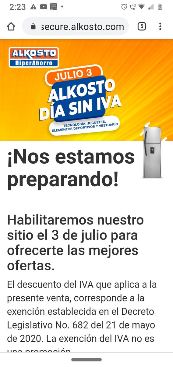 AngieCa09304699's tweet photo. desde hace un par de horas las páginas de Alkosto y katronix aparecen así #DíaSinIVA https://t.co/EdS3TLnvgI