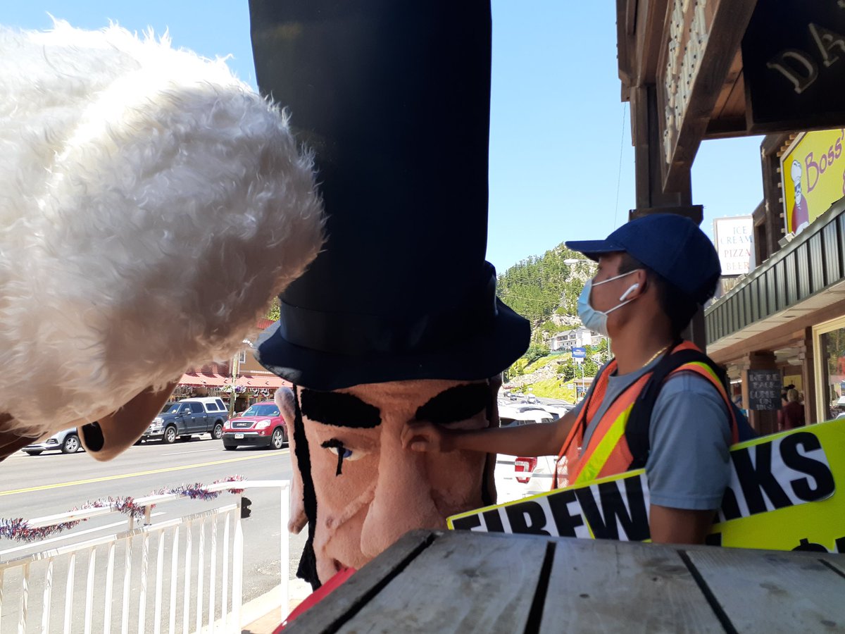 The Trump fan scene and merch game here in Keystone competes well with any campaign event I covered during the 2016 race. And I see a lot of recycled Trump t-shirt designs. (Also, unfortunately, President Lincoln tripped on a boardwalk rock.) – bei  Keystone Boardwalk