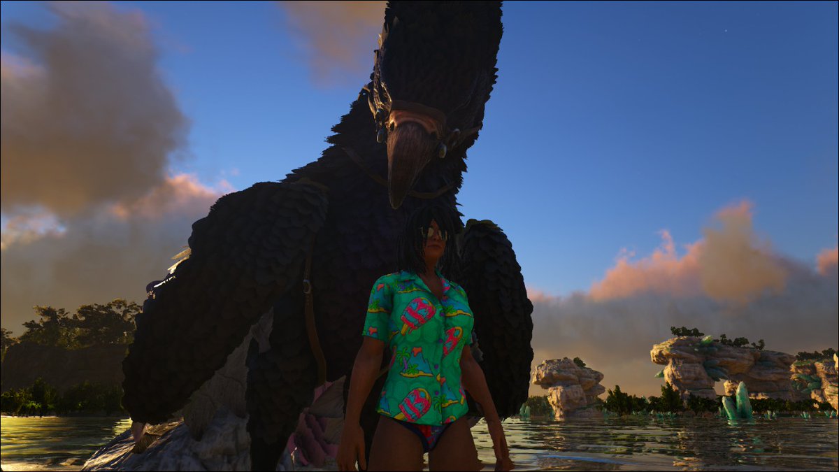 FearlessGaia's tweet image. it&apos;s summertime @TheArkGame . perfect for a lazy day at the beach with my loyal companion #arksurvival #arksummerbash2020