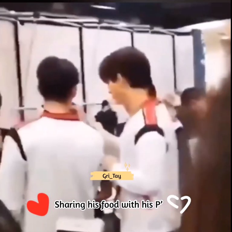  when he checked on bright's sweat during the fanmeet. he also tends to share his food with bright (he loves food too much we all know that). (credits to  @gri_tay for the video screenshots)