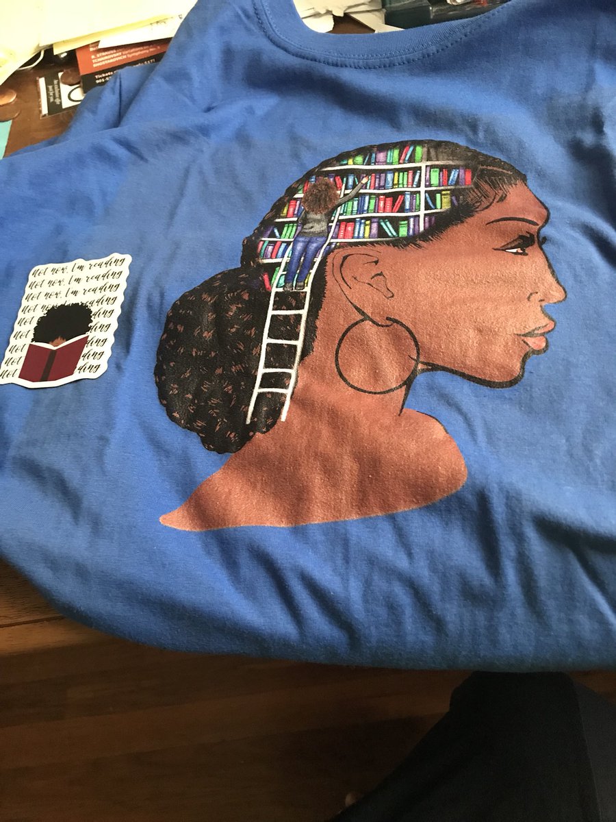 VickiBostonSLP's tweet photo. Yay! My (first) order from @jazmenvert’s shop arrived. My new magnet & shirt are gorgeous. #NotNowImReading https://t.co/HgID1o6M4v