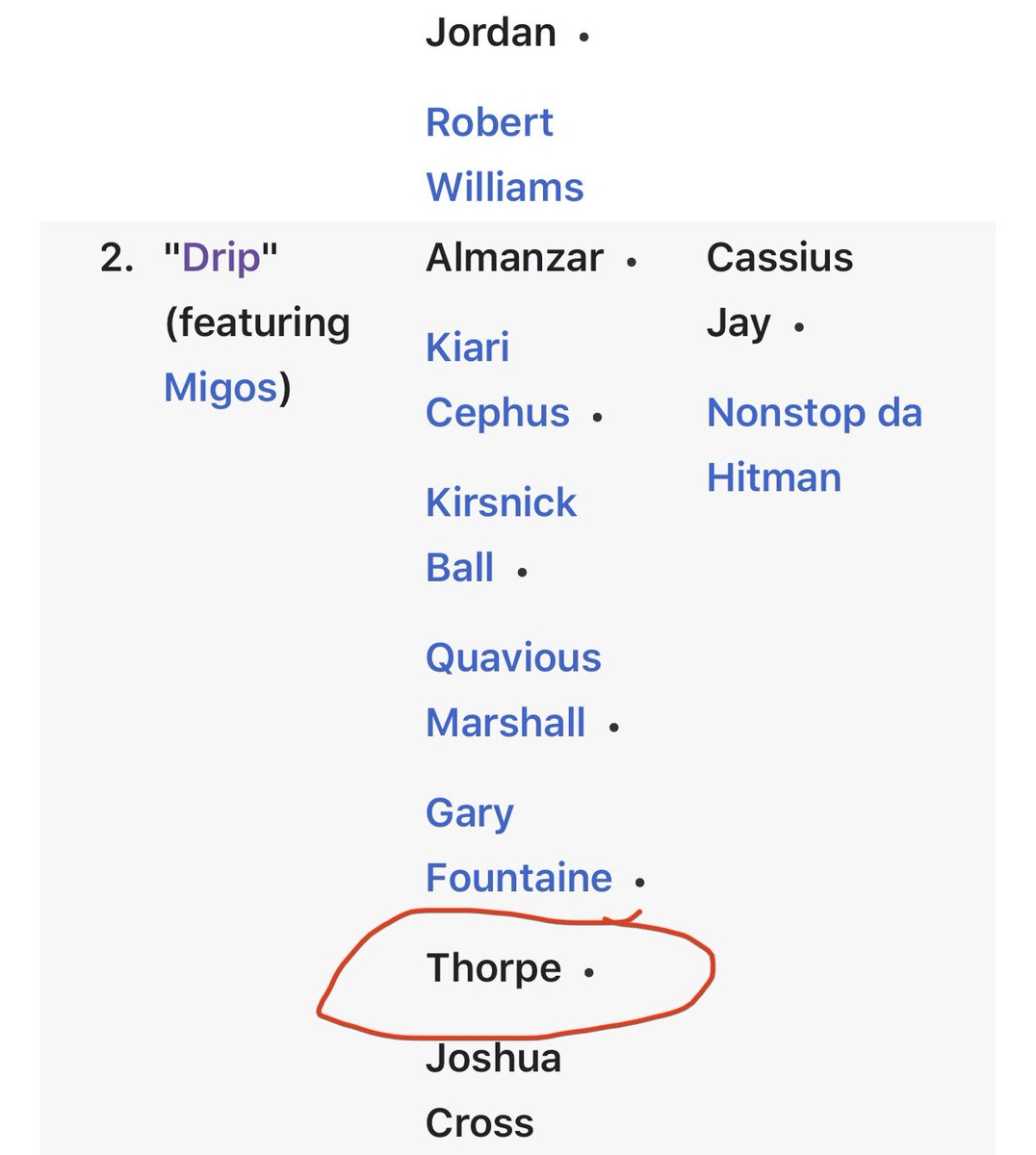 Side Fact: Pardison (Thorpe) writing credits cont