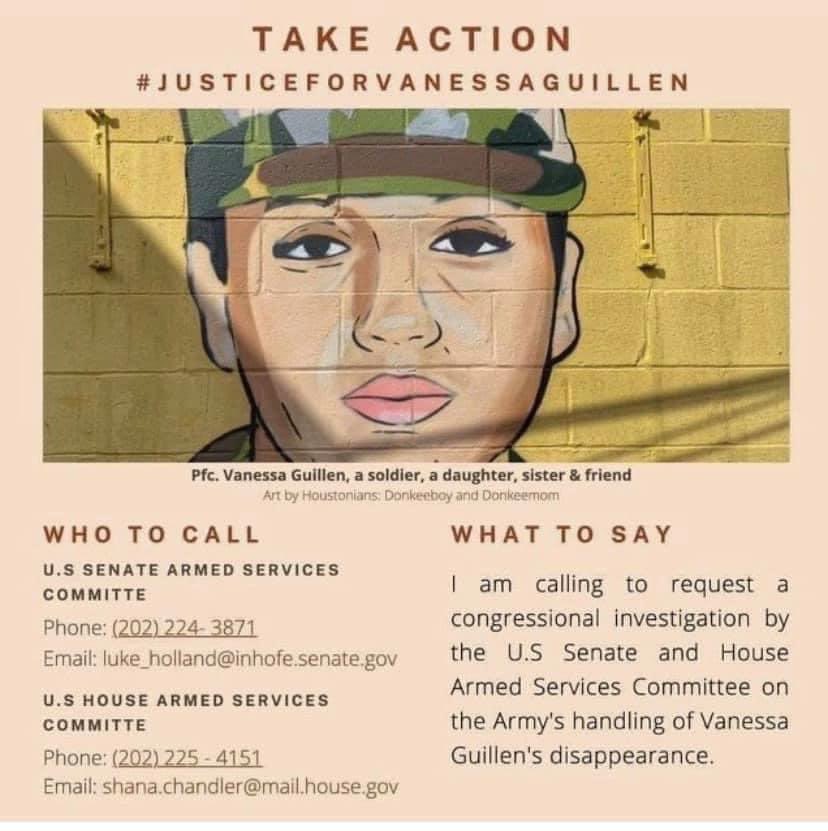 julesoz_'s tweet photo. call &amp; retweet!!! we CAN take action! she deserves MORE than this!! #justiceforvanessa #VanessaGuillens #JUSTICEFORVANNESSAGUILLEN https://t.co/Qvj9AxPDnO