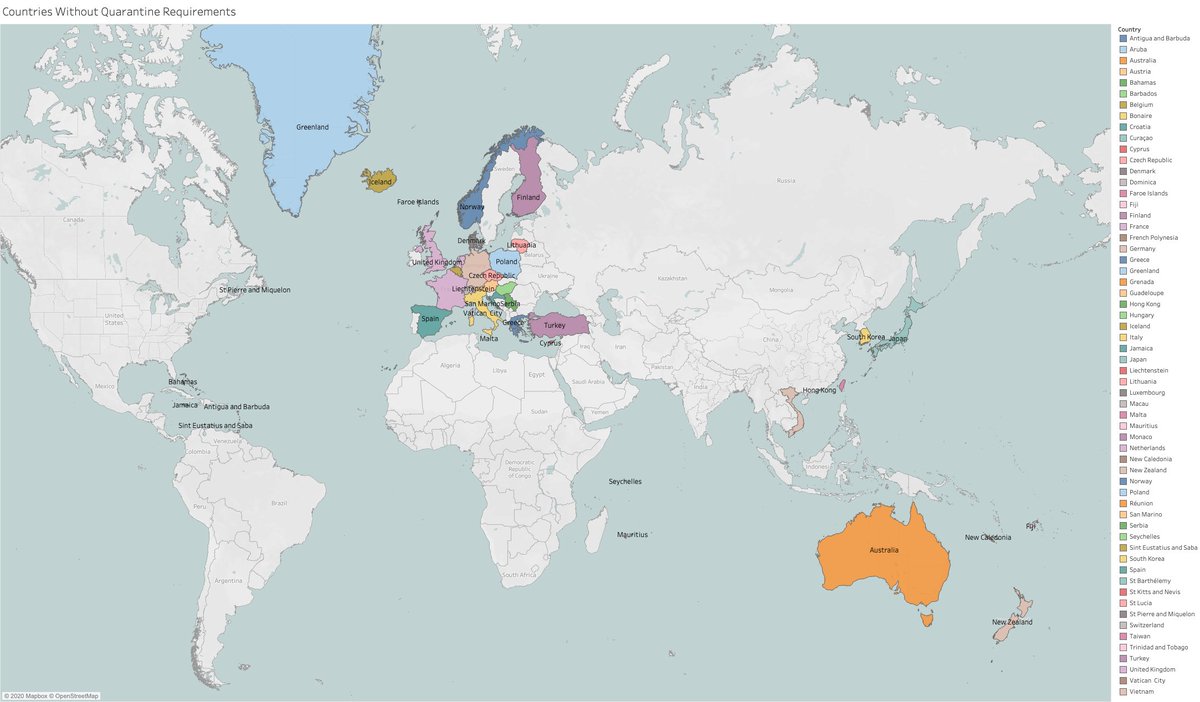 Desperate for a summer break but keen to avoid two weeks in quarantine? Here are the 59 places you can holiday without needing to isolate on your return. Just remember, don't come back until after 10th July! Thanks <a href="/tableau/">Tableau</a>  #Quarantine