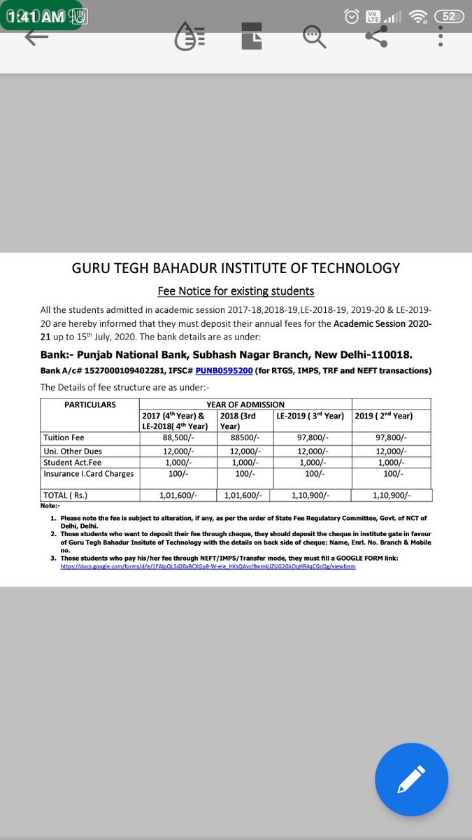 Yuvraj_S99's tweet photo. @ArvindKejriwal @msisodia @GGSIPUIndia @ndtv #COVID19 @absolutesatya @TheDeshBhakt this college which is #GTBIT which is in Delhi they are demanding fees in this crisis and not giving relaxation to us. We are having financial problems and bialry surviving . https://t.co/PoFZz5Ylv4