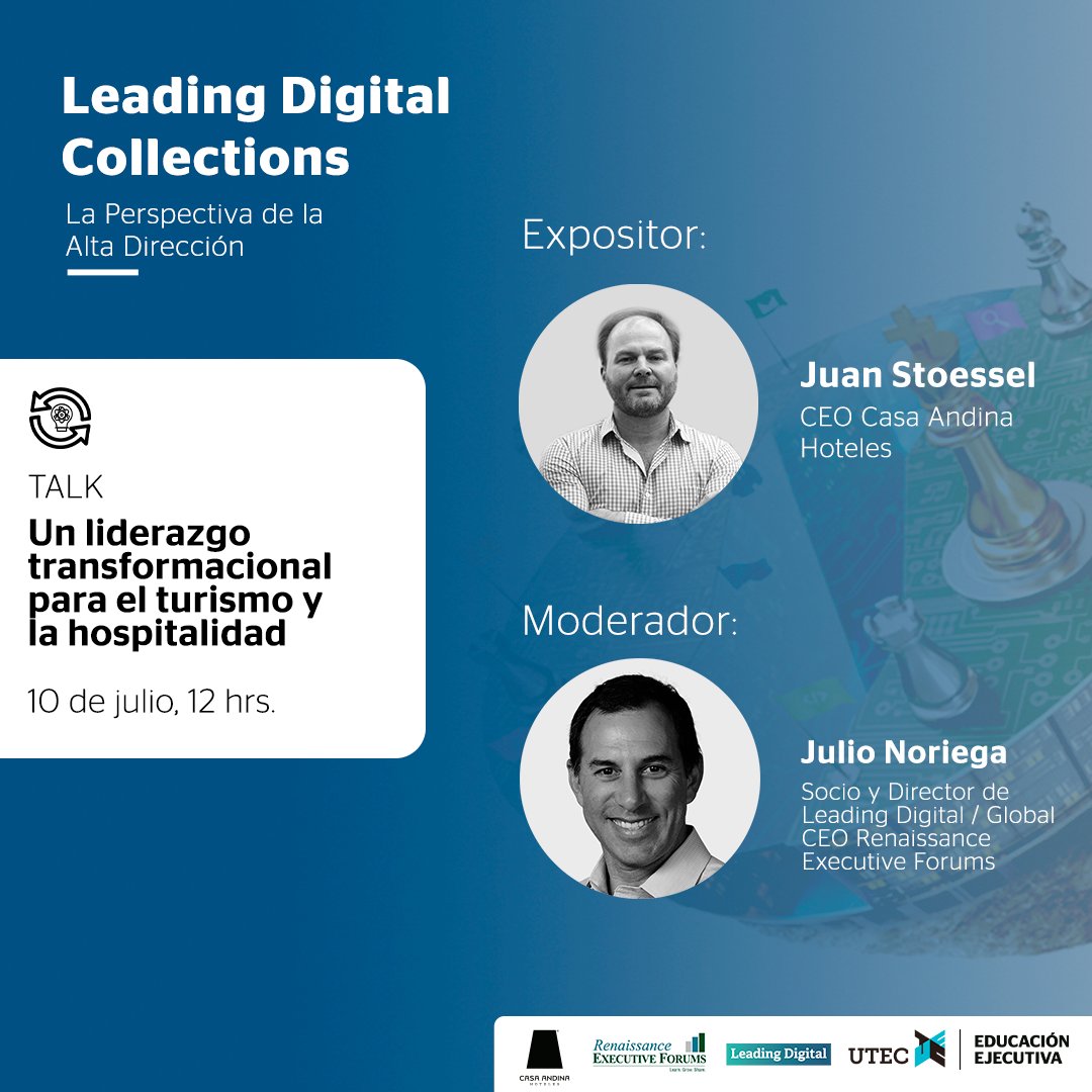 LeadingDigiUTEC's tweet photo. Este 10 de julio haremos un #deepdive en la industria del #turismo y #hospitalidad acompañados de Juan Stoessel, CEO de Casa Andina Hoteles, quien nos compartirá los #insights de cómo enfrentaron las adversidades durante esta pandemia

No te lo pierdas!
https://t.co/NNma36YpcV https://t.co/maC9AURgUE
