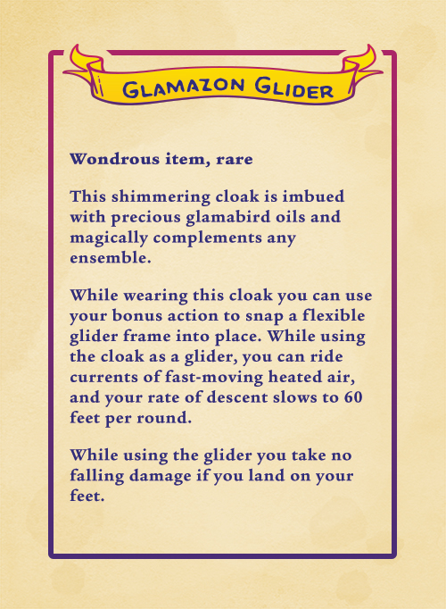 DungeonDrag's tweet image. Hold on to your wig! Our most recent magic item, illustrated by @DnDTrinkets, is the Glamazon Glider!

This versatile marvel of glamcraft serves both fashion and function. 

Commuters rejoice! 

Where there's a wind, there's a way! Riding blasts of hot air has never been easier.