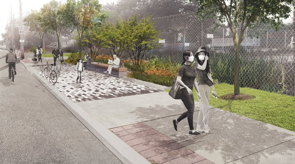 DTAHtoronto's tweet image. We&apos;re excited to share project updates including renderings for #GreenLineTO! A @TorontoPFR virtual public meeting for Geary Ave Park Expansion will be held on July 7, 2020, from 6:30-8PM. This project will be one of the first new parks in the Green Line dtah.com/news/2020-06-2…