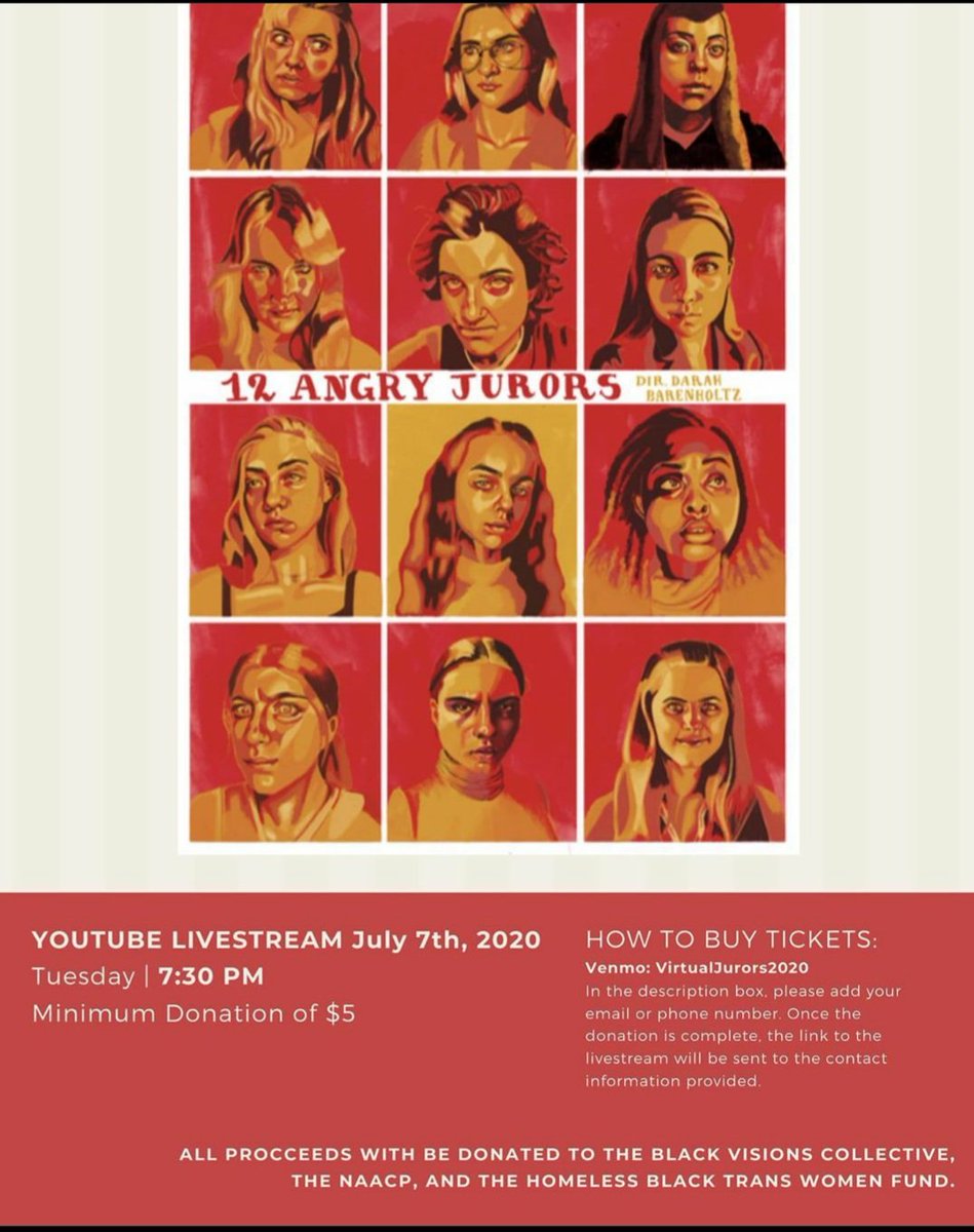 Graciewoosley's tweet photo. Please watch this pandemic remake of 12 angry jurors.  Please join us on July 7th as we use art to further support the BLM movement. https://t.co/3lWTOaSoTA
