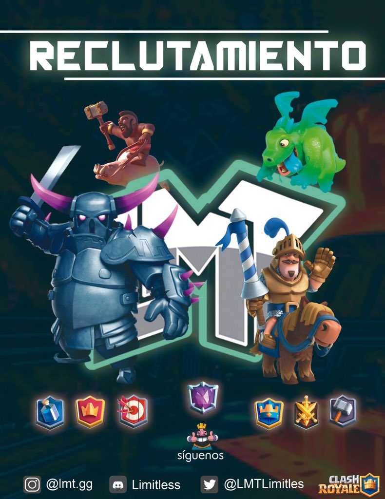 Llegó el tiempo de reclutamiento, ¿Quieres ser parte del LMT Clash Royale? Síguenos en nuestras cuentas y envíanos un mensaje indicando en la liga que estás. #LMTOnTop

instagram.com/lmt.gg?igshid=…