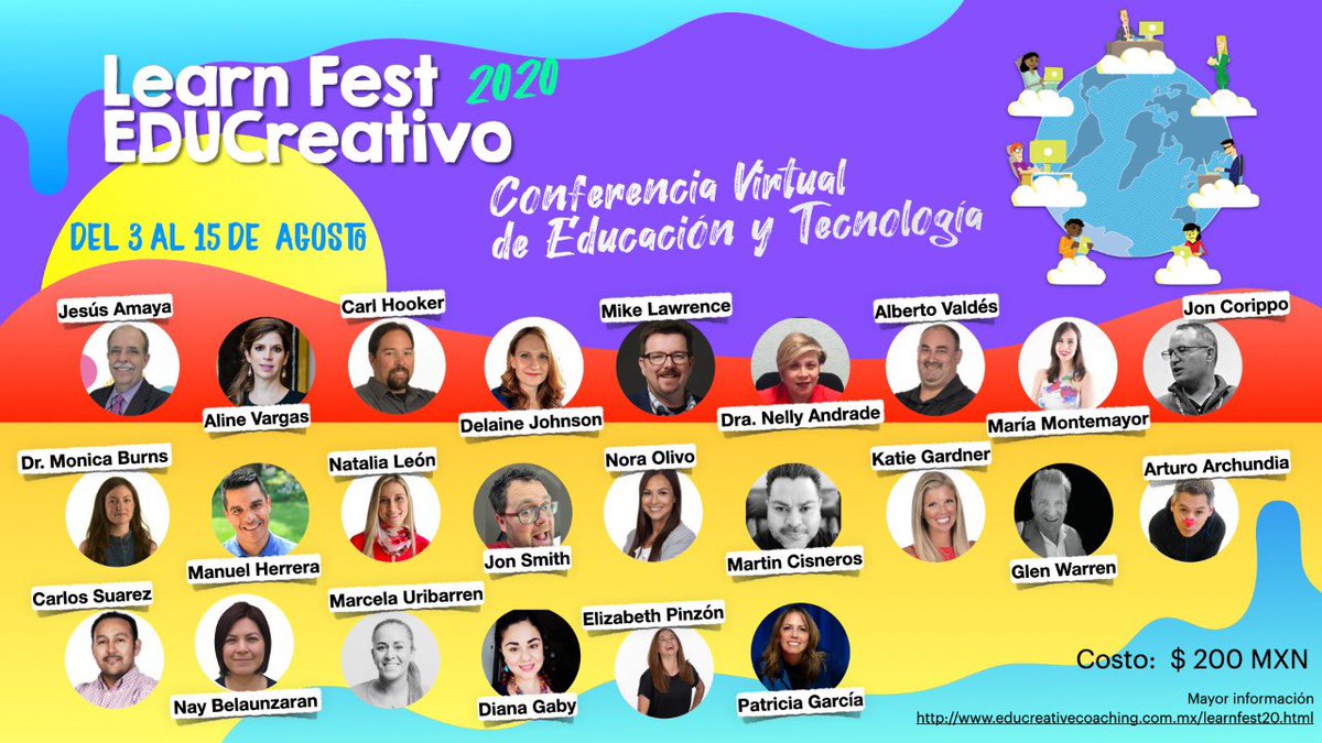 ¡Acompáñanos al Learn Fest EDUCreativo!  Webinars en inglés y español.  Costo de recuperación: 200 Pesos MXN , menos de 10 dls!! bit.ly/learnfest20 <a href="/mmontemayors/">Maria Montemayor</a> <a href="/nora_olivo5/">Nora Olivo</a> <a href="/educreativas/">EDUCreative Coaching</a>  #AprendemosJuntosEnCasa #distancelearning #remotelearning #aprendizajeadistancia