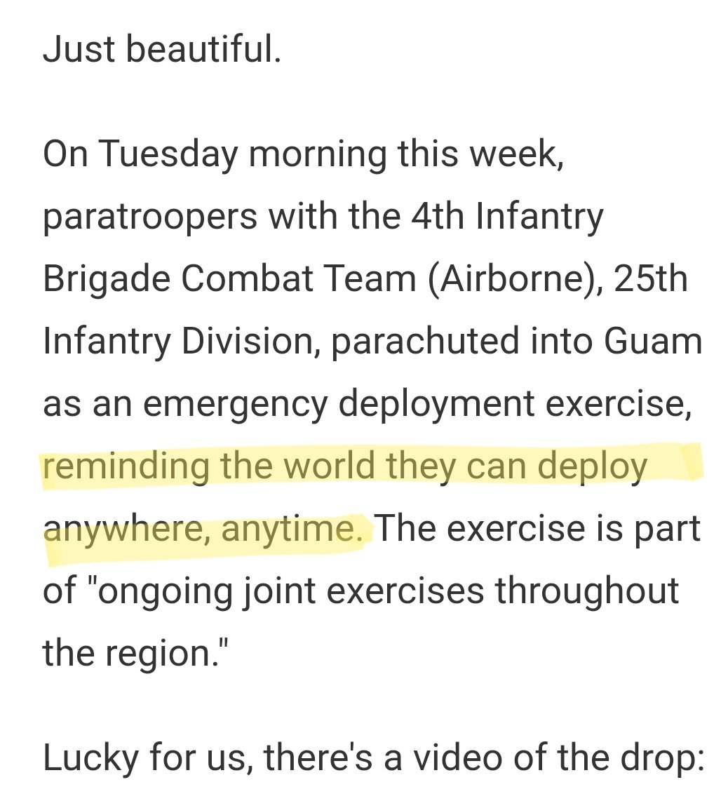 I refuse to re: directly and contribute further to engagement/site hits. Here's something that I find infuriating, an example of American imperialism, to start. The desensitization of military activity. The privilege of benefiting off violence, and reveling in it (1/3)