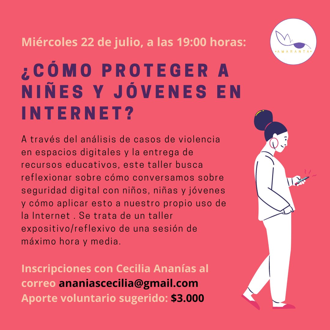 AmarantaOng's tweet photo. ¡Vuelven nuestro talleres en línea! Este mes contamos con cuatro instancias que apuntan a temáticas como violencia de género, interculturalidad y violencia en espacios digitales. ¿Te interesa participar? Solo debes escribir al correo de la encargada del taller y pagar tu aporte. https://t.co/NzEQJuOtOz
