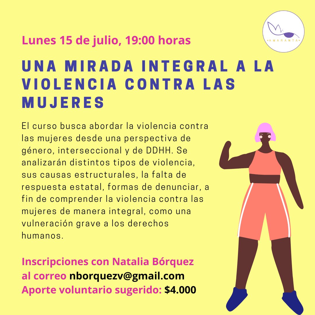 AmarantaOng's tweet photo. ¡Vuelven nuestro talleres en línea! Este mes contamos con cuatro instancias que apuntan a temáticas como violencia de género, interculturalidad y violencia en espacios digitales. ¿Te interesa participar? Solo debes escribir al correo de la encargada del taller y pagar tu aporte. https://t.co/NzEQJuOtOz