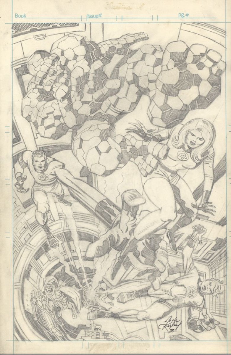 RtRadke's tweet photo. I think it’s time for another #inkingchallenge
Here’s a #jackkirby Fantastic Four piece and I also made a blue line version at a larger file size for you to use. I’d love to see other takes on it! I’ll post my WIP below. https://t.co/2Wo5j6GcL9