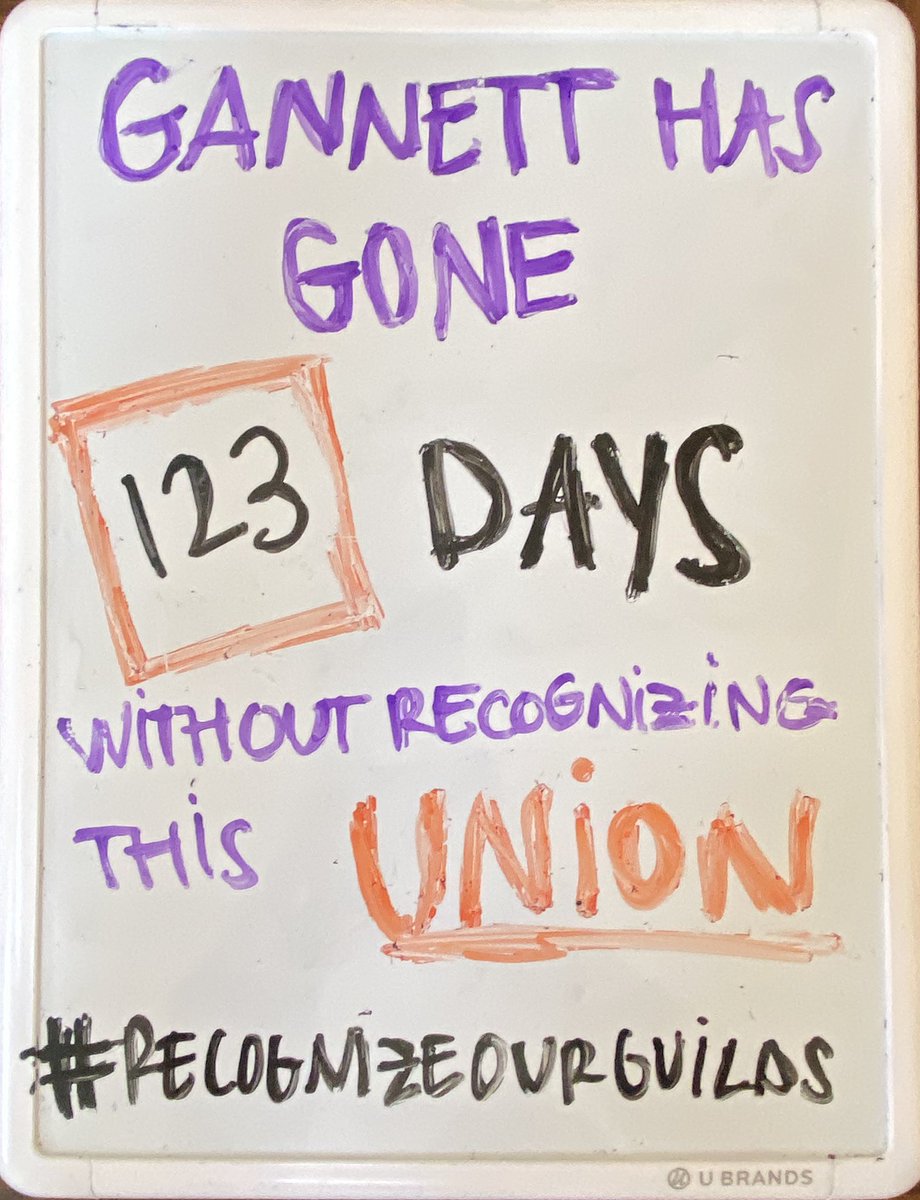 DeNewsGuild's tweet photo. It’s been 123 days, @Gannett.

It’s time you #RecognizeOurGuilds https://t.co/yUXWCBt5dr