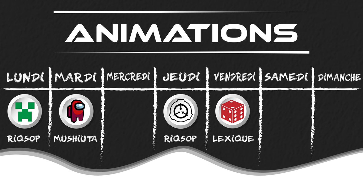 GamEarthFR's tweet photo. 🔥 #PlanningDeLaSemaine
On démarre dès Lundi avec une soirée Mini-Jeux sur Minecraft, puis on enchaîne Mardi avec une soirée sur Among Us, ensuite Jeudi vous est proposée une petite soirée sur SCP et enfin Vendredi se tiendra un Petit Bac 😉 
Bonne semaine 😁 https://t.co/5Xp5lW6ktD