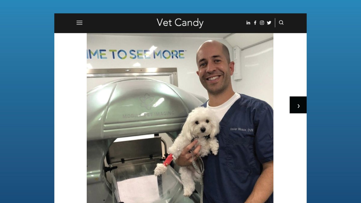MPIvetimaging's tweet photo. Dr. Meaux was featured on Vet Candy!
"On the road with Dr. Xavier Meaux"
CLICK TO READ:  https://t.co/wP9JPjSsy5
@myvetcandy
.
#itstimetoseemore #getaCTscan
Mobile Pet Imaging | Veterinary CT Scans &amp; Fluoroscopies
https://t.co/R1iTHHYK9A https://t.co/za20rsHKqs