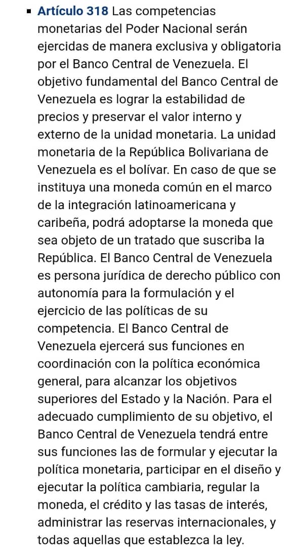FCastrobe's tweet photo. @urbigaray RECUPERAR Economía #Vzla
NECESITA se CUMPLA #CRBV #Art318 "...El Objetivo...del #BCV ... preservar el valor interno y externo de la unidad monetaria. .." #RescatarElBolivar mediante #CajaDeConversion .@AsambleaVE debe EXIGIR al DIRECTORIO #BCV cumpla #Art320 sino APLICAR #Art319 https://t.co/JliWRUfjFD