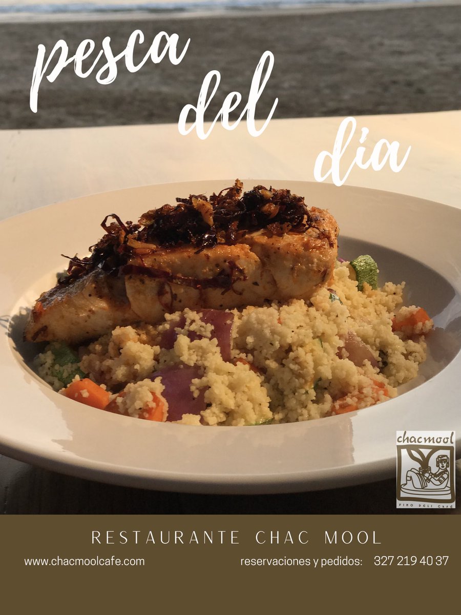chacmoolchacala's tweet photo. Pesca del día, al ajillo con cous cous y vegetales al grill. 😋 

.
#seayousoon #beachrestaurant #lunch #dinner #abrimos 
#mexicanfoodporn #chacala #chacmool #sayulita #realstate #beachlife
#visitmexico #visitnayarit #visitpuertovallarta #visitpv 
#seafoodporn #vacacionesdeplaya https://t.co/3IZ97jvx2c