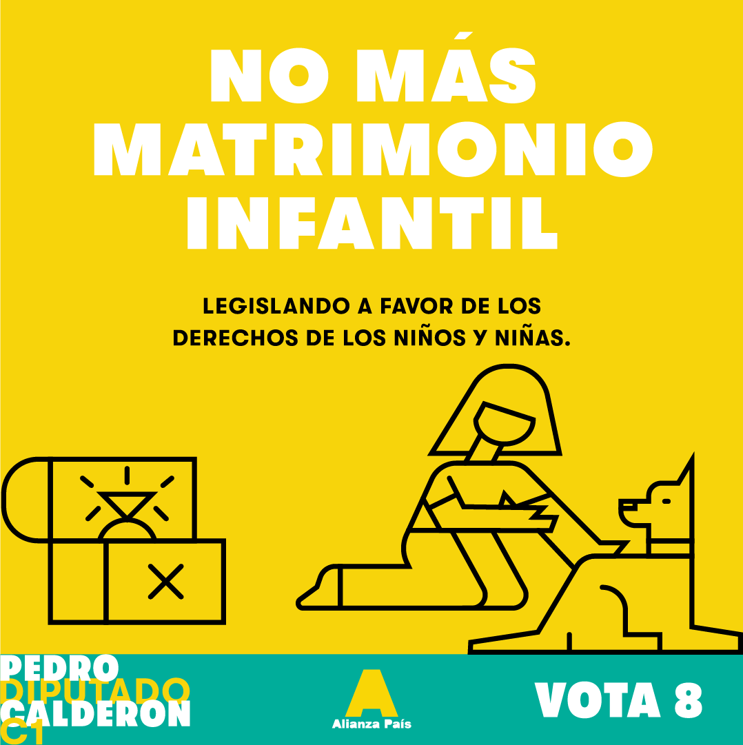 pcp2020's tweet photo. VOTAR 8 es votar para ELIMINAR el MATRIMONIO INFANTIL 🚸 y garantizar IGUALDAD DE DERECHOS ♀️♂️ ¡Elige un Congreso serio y renovado 🙌🏽! Vota #PedroCalderónDiputado https://t.co/hGNP1Zj1AL