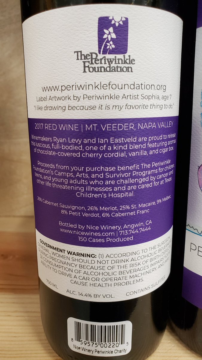 HEBHeightsMkt's tweet photo. Periwinkle Foundation red wine from @NiceWinemakers the Nice Winery is now available at HEB The Heights! #periwinklefoundation https://t.co/6ROpMiBJ7F