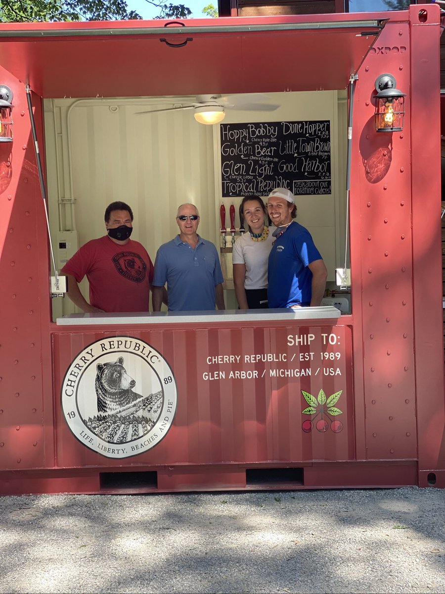 So...went to @cherryrepublic for a beer as one does after a day on the lake...crazy to find I was their first customer at the new patio bar!   Thanks Bob Sutherland for the round.