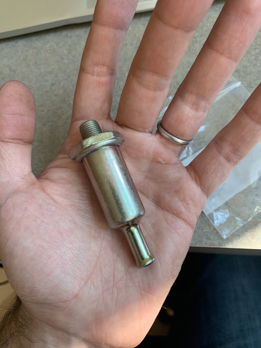 Ok. Done with work, so back to truck. Now that spark is sorted, time to work on fuel. Got this new fuel filter, and I’m about to go pick up a new fuel pump