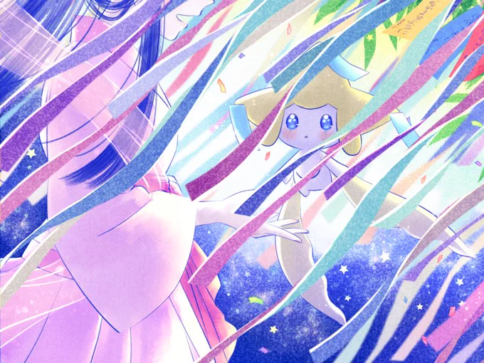 また会えるよ
私は1000年先も同じ空の上に居るから
#ジラーチ星祭 
#ポケモンイラスト 