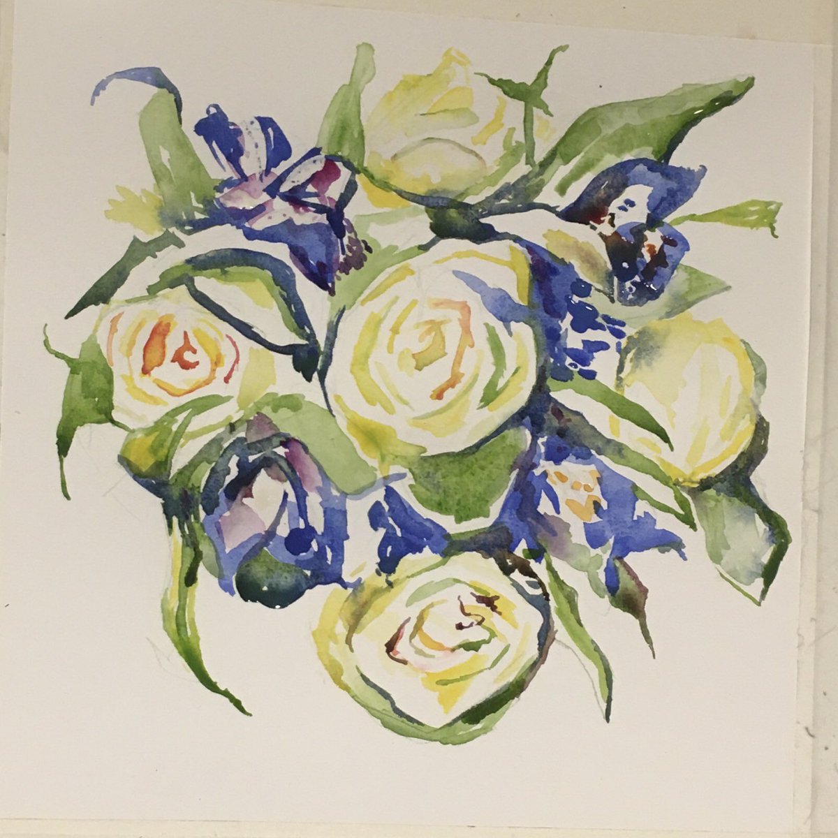 Latest work in progress. A long overdue watercolour for a friend #weddingbouquet #madewithlove @winsorandnewton