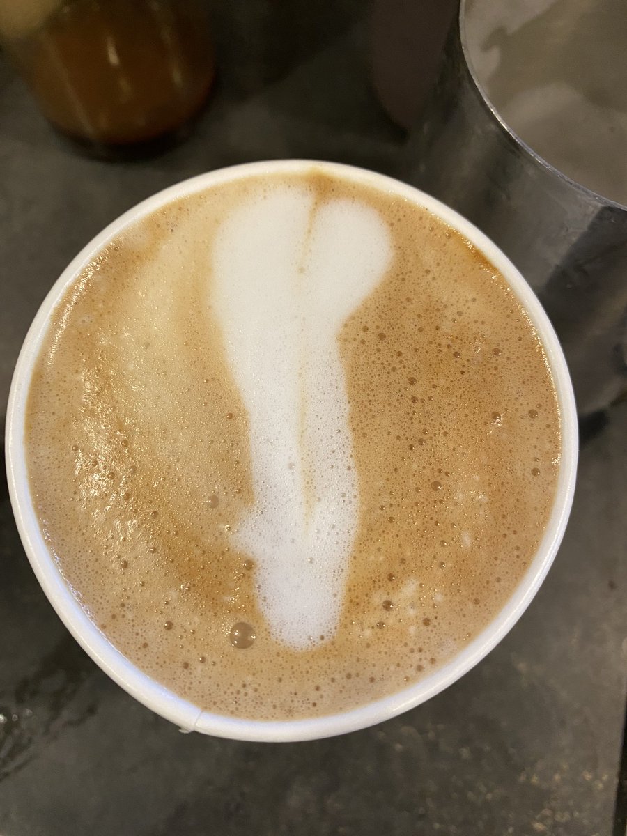 SirmonClaire's tweet photo. Attempted my first latte art today... was meant to be a heart. 

#dixonballscoffee#saturdaynightlivespoof https://t.co/Ng1Zo5vHg6